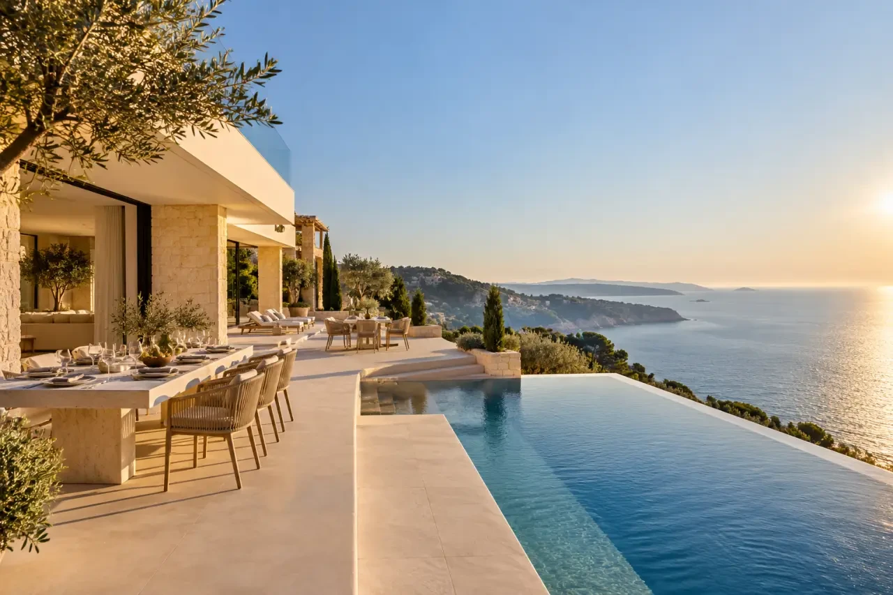 Privatisation villa Côte d’Azur avec piscine, vue mer et espace de réception privé