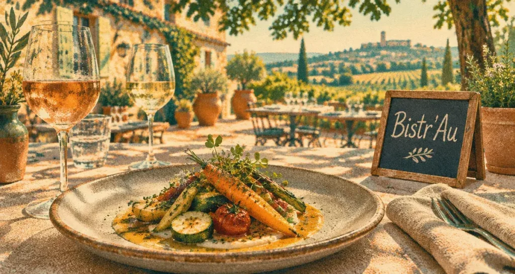 Restaurant bistronomique nîmes : terrasse provençale du Bistr’AU