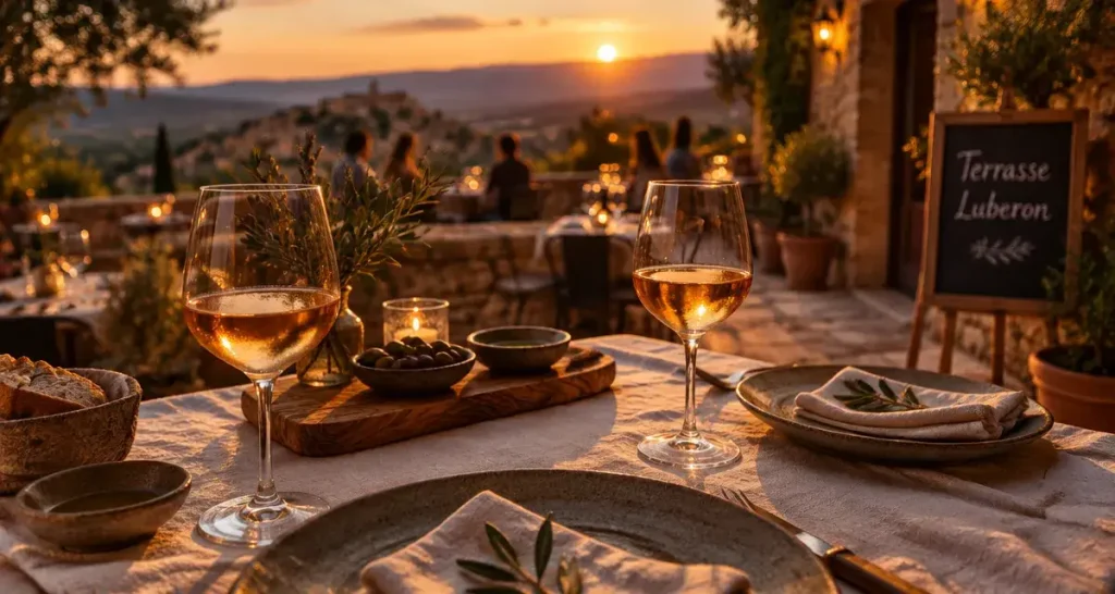 Restaurant romantique luberon, dîner en amoureux au coucher du soleil