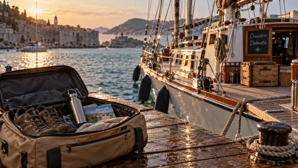 Séjour de vacances Croatie croisière en Dalmatie : voilier à quai, îles et eaux turquoise